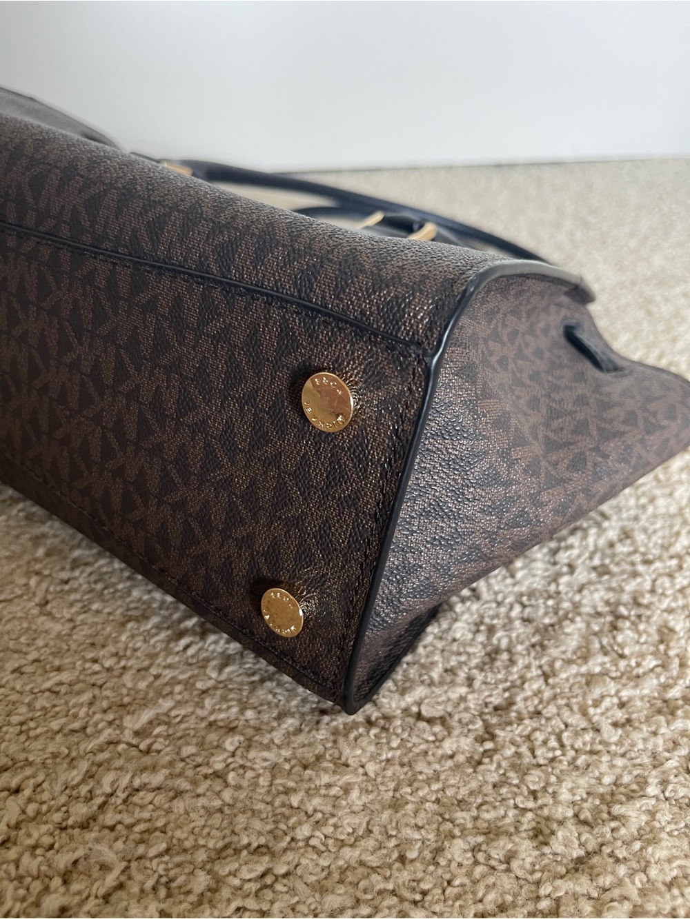 Michael Kors Brown Monogram Tote with Black Handles - Picture 6 of 8